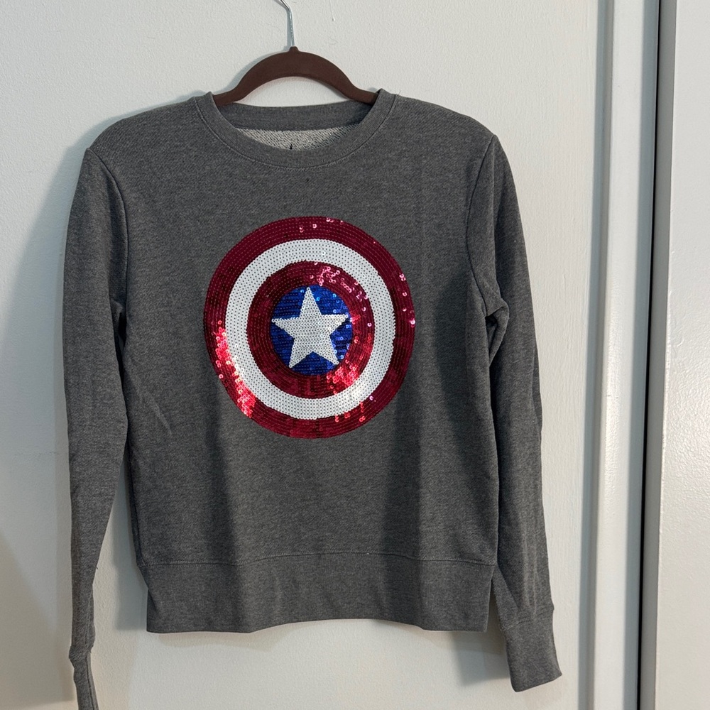 Gray Sequin Star Captain America Sweatshirt